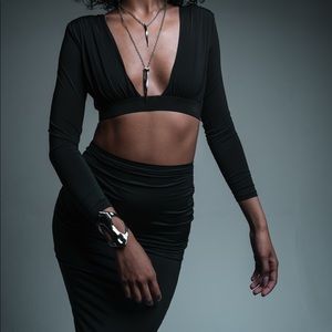 Black sexy skirt and top set